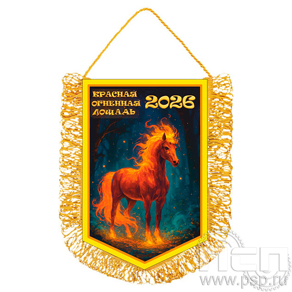 12.1.8. Вымпел тканевый с бахромой А5 Красная Лошадь