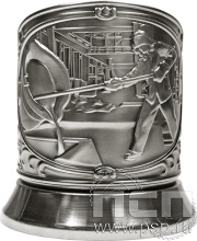 Подстаканник «Металлург» никелированный  с чернью С7408 4.2.39