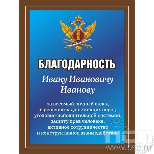 EX152 Плакетка с нанесением "ФСИН России"