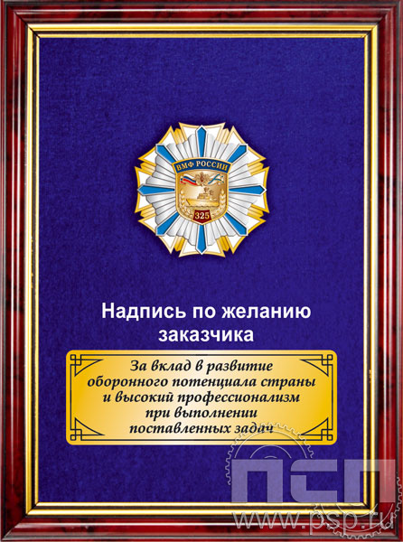 5.7.43.17. Панно с нагрудным знаком "325 лет ВМФ России" на бархате
