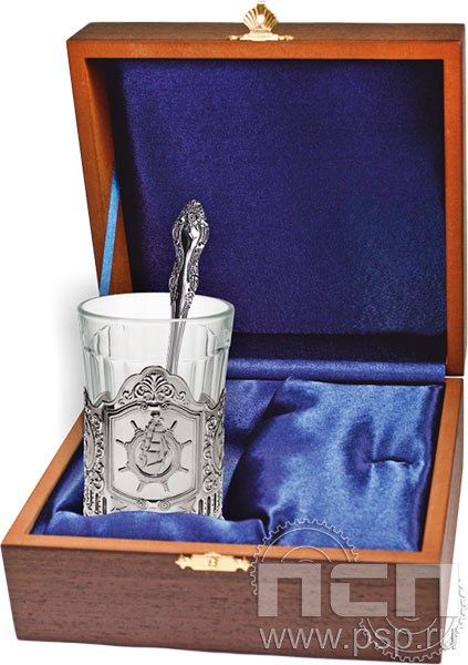 4.01.6. Футляр деревянный под подстаканник "День штурманской службы ВМФ 325 лет, Авиация ВМФ 110 лет, ВТА 110 лет"