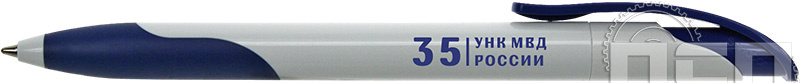 2417бч Ручка шариковая с напечаткой Challenger Soft бело-синяя "ГУНК МВД России 35 лет"