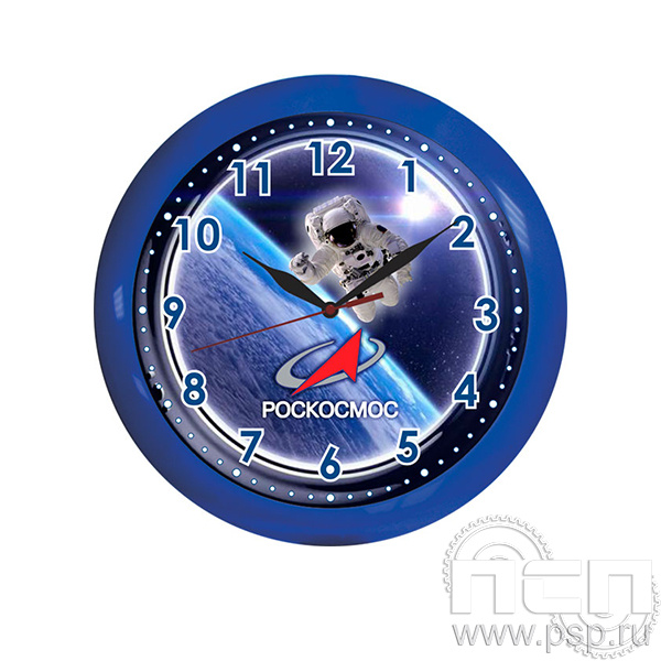2.4.10.2 Часы настенные синие (круг) Ракетно-космическая промышленность 80 лет
