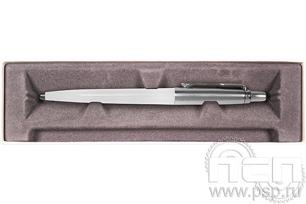 Ручка шариковая Parker белая, нерж.сталь синяя R0032930
