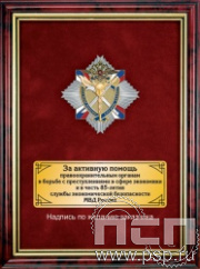 5.7.22.49. Панно с нагрудным знаком "85 лет УЭБ и ПК" на бархате в рамке