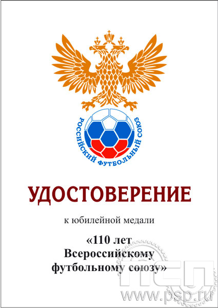 05.003.1. Удостоверение для медали "110 лет Российский футбольный союз"
