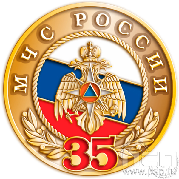 004.0 Значок с золочением "МЧС России 35 лет и Авиация МЧС РФ 30 лет"