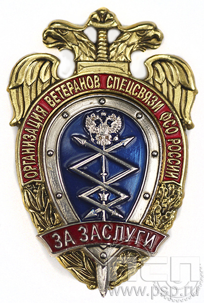 Нагрудный знак За заслуги организация ветеранов спецсвязи ФСО России 6.270.1к