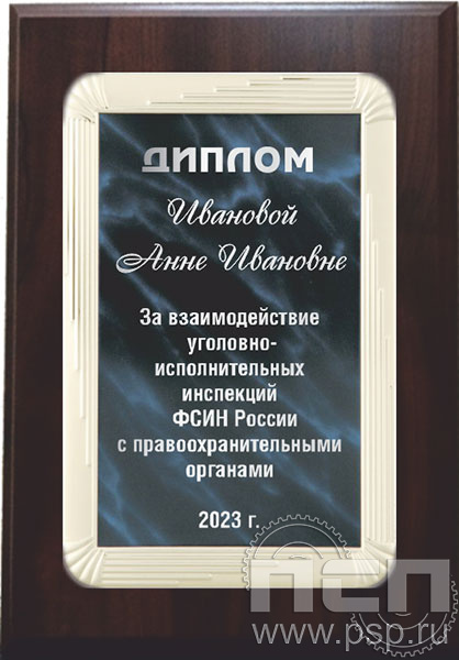 18.2.6. Диплом наградной "105 лет Уголовно-исполнительным инспекциям ФСИН"