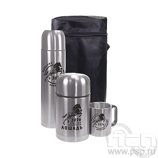 4.4.8 Набор походный (термос «Буллет» объем 1 л +термос суповой 0,75 л +кружка) Красная Лошадь