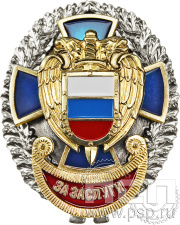 Нагрудный знак ФСО За заслуги латунь нейзильбер