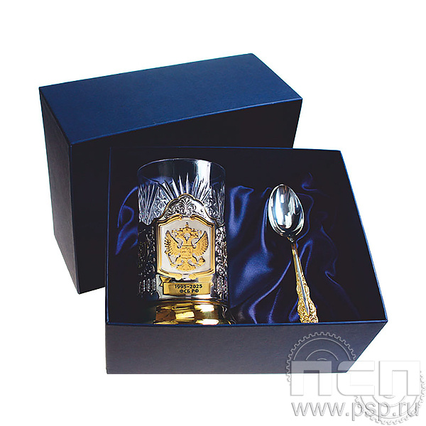 4.2.1.13 Набор «Герб РФ» с позолоченным подстаканником в футляре ФСБ России