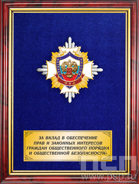 5.7.01.207. Панно со знаком "Ветеран МВД России" на бархате