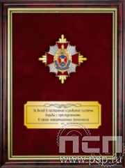 5.7.01.41. Панно с нагрудным знаком "30 лет БСТМ МВД России" на бархате в рамке