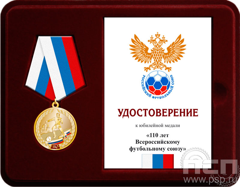 Комплект наградной к медали "110 лет Российский футбольный союз"