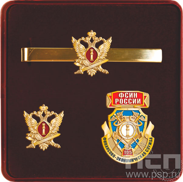 9.6. Комплект наградной с заколкой для галстука, значком и нагрудным знаком "105 лет ФЭС ФСИН"
