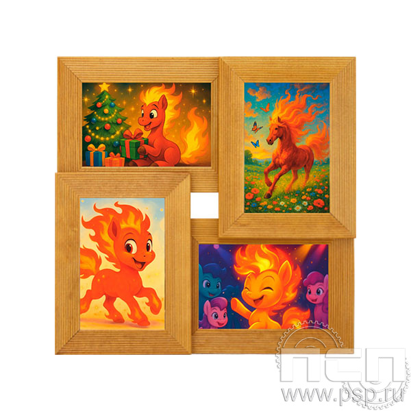 10.2.709 Фоторамка для 4-х фото 10х15/шт/ Красная Лошадь