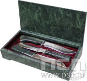 Набор: Ножи - 3 шт (рукоятка из камня) в каменной шкатулке 3.1.06