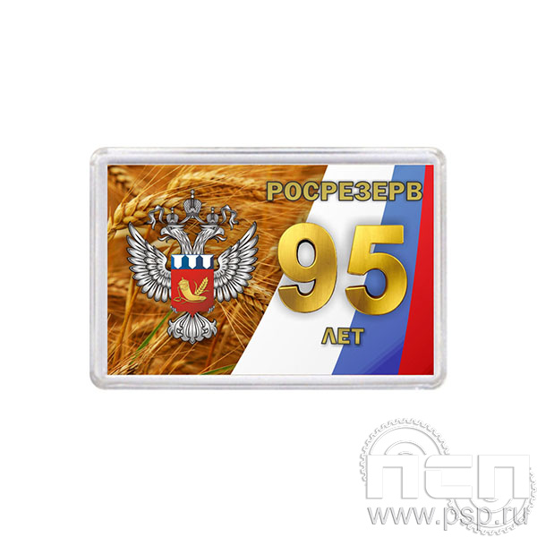 8.20.63 Магнит акриловый прямоугольник/шт/ Росрезерв 95 лет