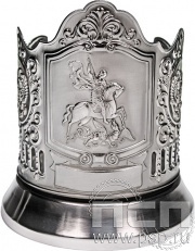 Подстаканник «Георгий Победоносец» никелированный с чернью С7408 4.2.48