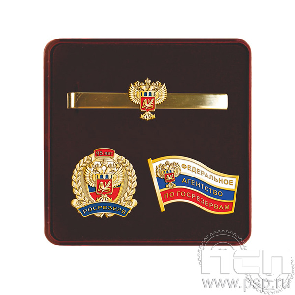 9.6.412.412.248.1Б Комплект наградной с заколкой для галстука, значком и нагрудным знаком Росрезерв 95 лет 