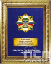 5.7.Б.105.153. Панно со знаком на бархате "100 лет Ведомственная охрана ЖДТ"