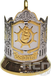 Подстаканник «Штурвал» 2 никелированный с позолотой С18708 4.2.42