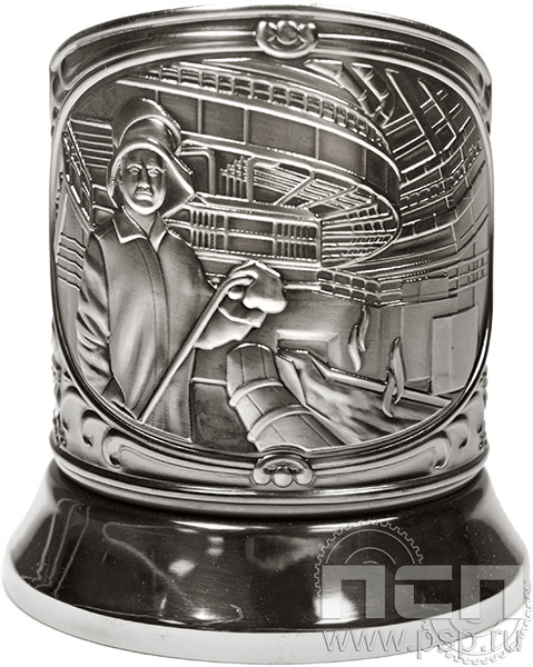 Подстаканник «Сталевар» никелированный с чернью С7408 4.2.40