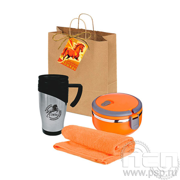 27.5.3.01 Набор: термокружка, ланч-бокс, полотенце Красная Лошадь