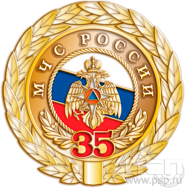 5.2(b) Знак нагрудный двухуровневый "МЧС России 35 лет и Авиация МЧС РФ 30 лет"