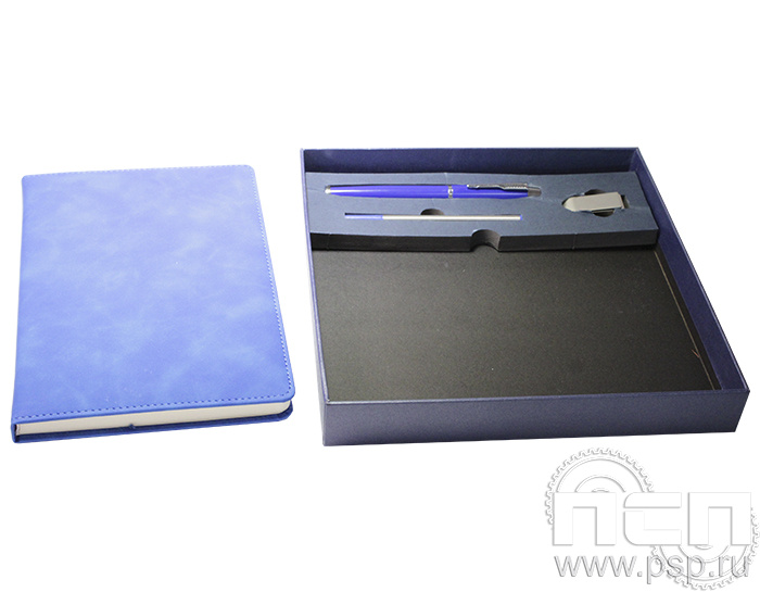 Набор: ежедневник, ручка, флешка 16ГБ(синий)  27.5.5.01