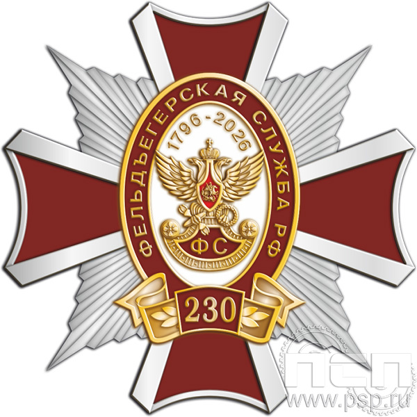 124.35. Нагрудный знак "230 лет Государственной фельдъегерской службы РФ"