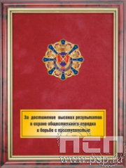 5.7.258.9. Панно с нагрудным знаком "100 лет УУП МВД России" на бархате в рамке