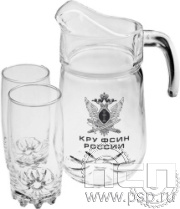 4.12.1. Офисный стеклянный набор (Кувшин + 6 стаканов) "КРУ ФСИН России"