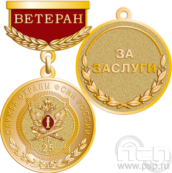 Медаль Ветеран «25 лет Служба охраны ФСИН России»  245.0.56к