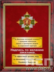 5.7.01.246. Панно с нагрудным знаком "105 лет Военный комиссариат МО РФ" на бархате в рамке