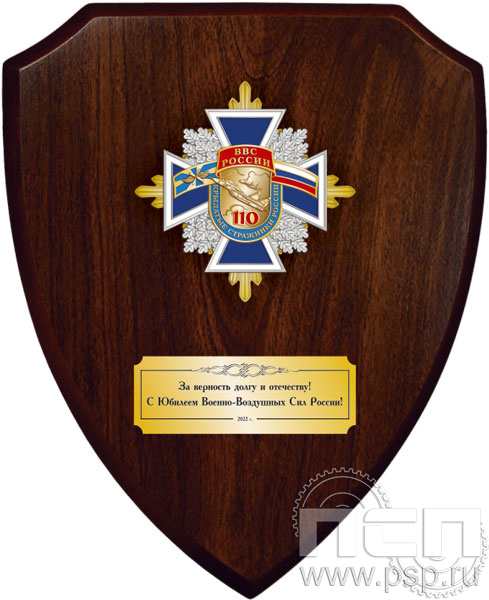 5.8.01.241. Панно со знаком "110 лет ВВС России" на деревянном щите