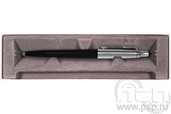 Ручка шариковая Parker черная, нерж.сталь синяя R0033010