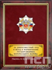 5.7.105.144. Панно с нагрудным знаком "90 лет Росрезерв" на бархате