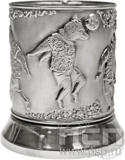 Подстаканник «Чемпионат мира-18» никелированный с чернью С7408 4.2.41