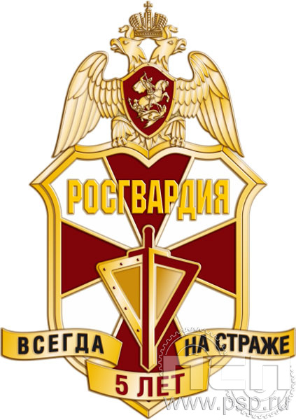 1585.0. Нагрудный знак "5 лет Росгвардия"