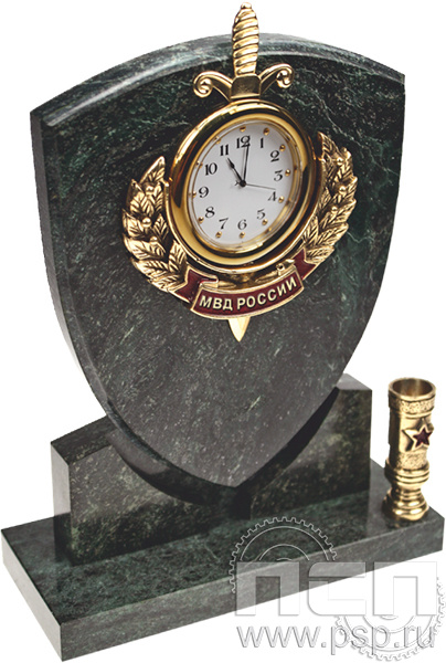 7.5.115. Часы Щит МВД России с п/п "35 лет НЦБ Интерпола МВД России"