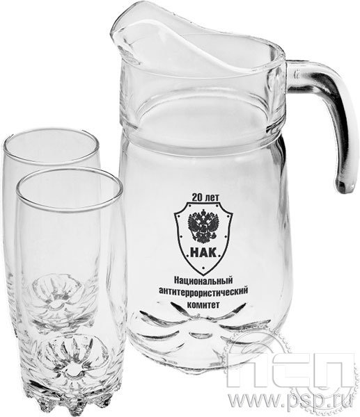 4.12.1 Набор офисный кувшин и стаканы 6 шт "Национальный антитеррористический комитет 20 лет"