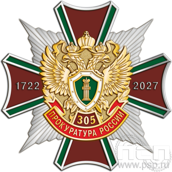 5.2(а). Нагрудный знак  "305 лет  Прокуратура России 305 лет"