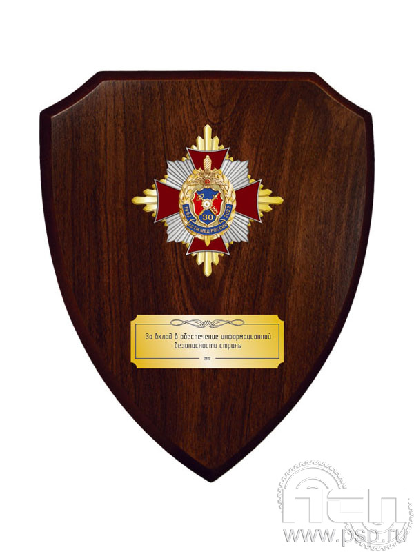 5.8.01.41. Панно со знаком "30 лет БСТМ МВД России" на деревянном щите