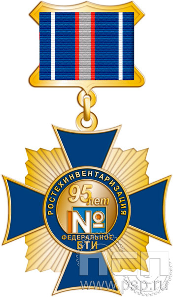 86.56.5. Нагрудный знак "95 лет Ростехинвентаризация Федеральное БТИ"