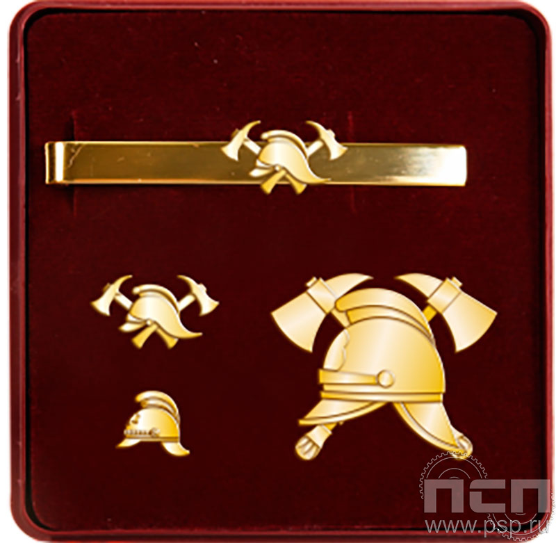 9.6. Комплект наградной с заколкой для галстука, значком и нагрудным знаком "105 лет Советской пожарной охране"