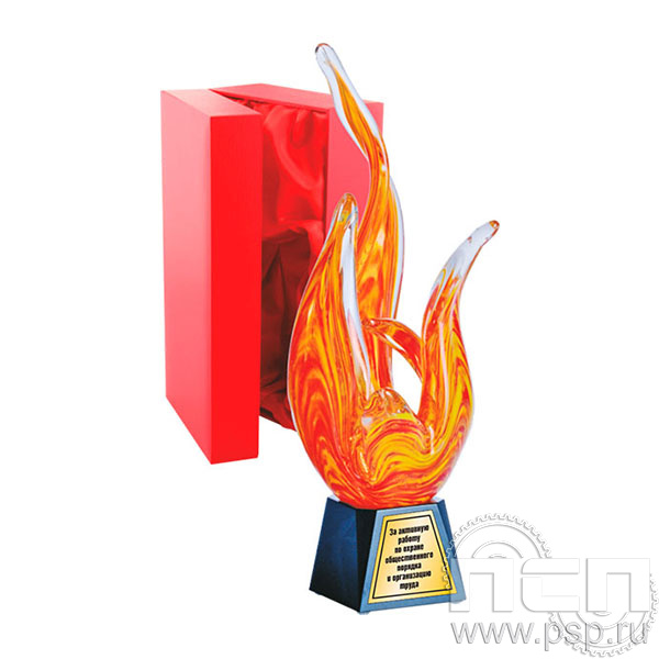 GS200-32 Награда хрустальная H320 мм. футляр в комплекте Красная Лошадь