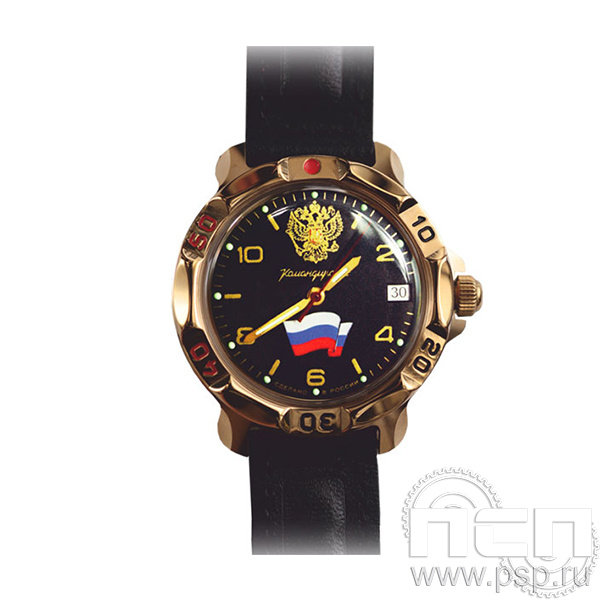 2.1.6.9 Часы наручные мужские темные «Командирские» Ракетно-космическая промышленность 80 лет