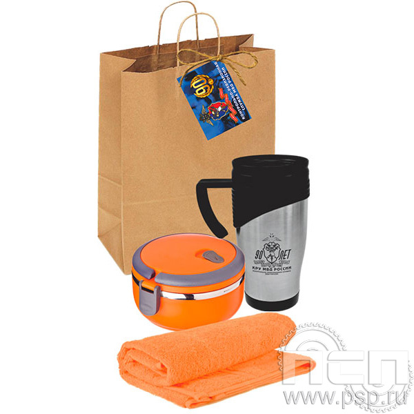 27.5.3.01. Набор: термокружка, ланч-бокс, полотенце "Контрольно-ревизионная служба МВД России 90"